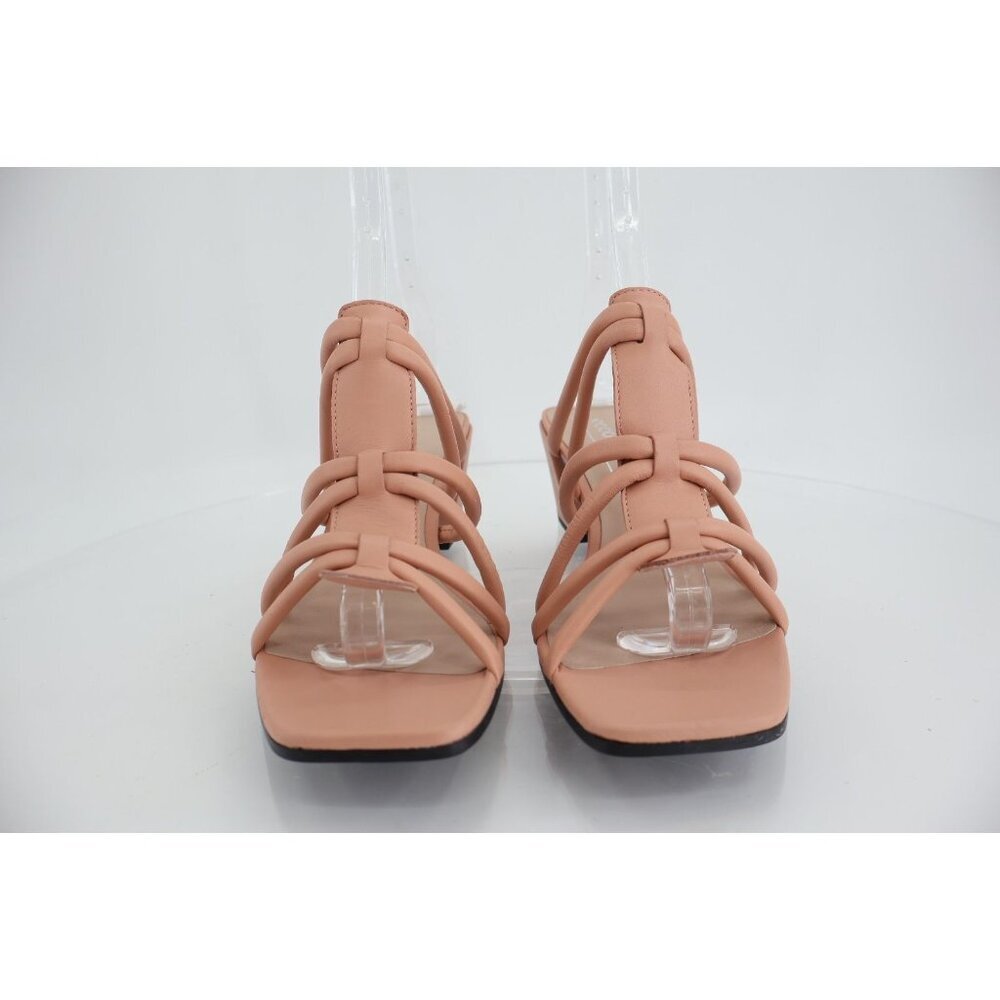 Ecco Elevate Sandals Womens 8 / 8.5 Leather Nude Beige Square toe Block Heel - Picture 4 of 14